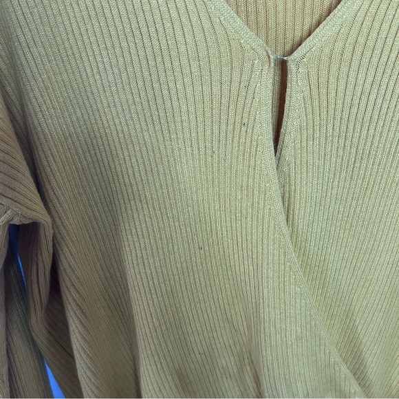 Elodie Mustard Yellow Ribbed V-Neck Wrap Sweater |Size XL| - Picture 7 of 7